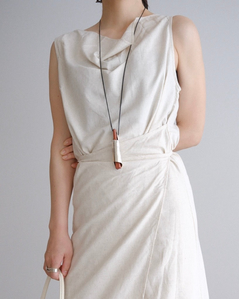 [9/3new]Linen Drape onepiece ivory