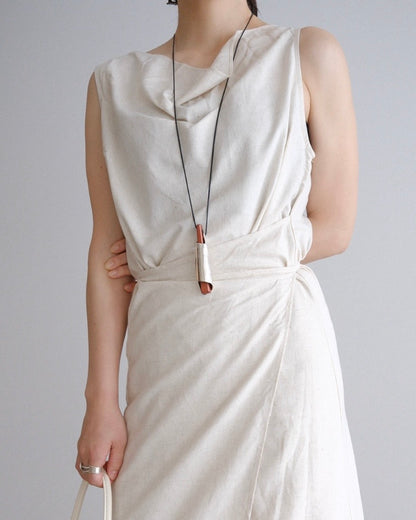 [9/3new]Linen Drape onepiece ivory