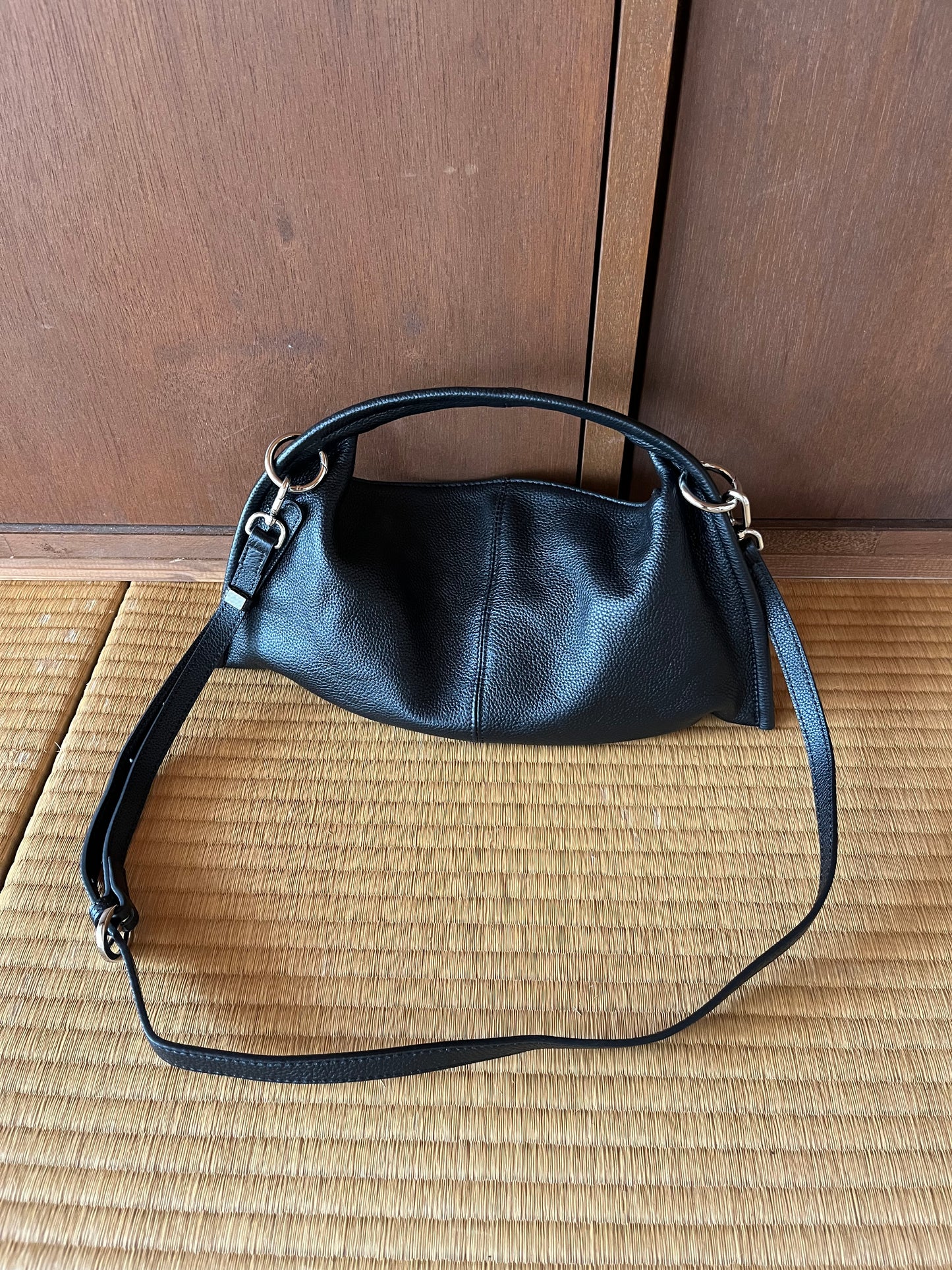 Curve Leather 2way handle bag