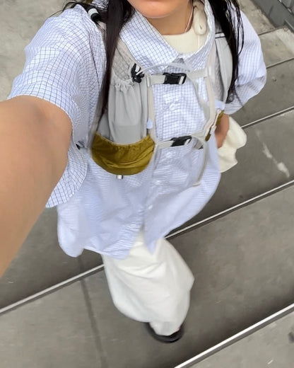 [予約]Gingham Check Short-Sleeve Shirt white 8月中旬～下旬入荷