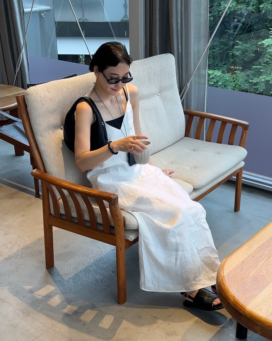 [7/2new]linen loop onepiece white