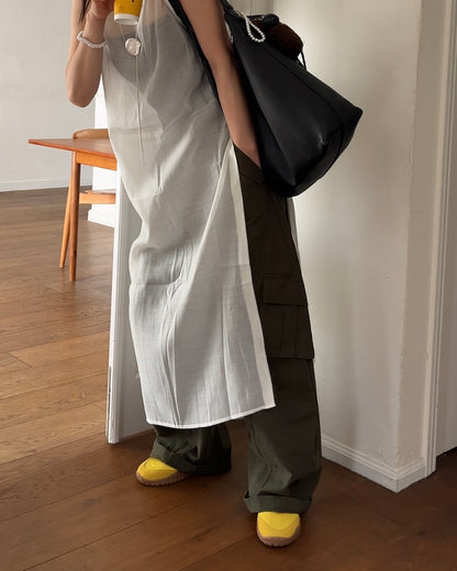 [6/11new]Cotton wide cago pants