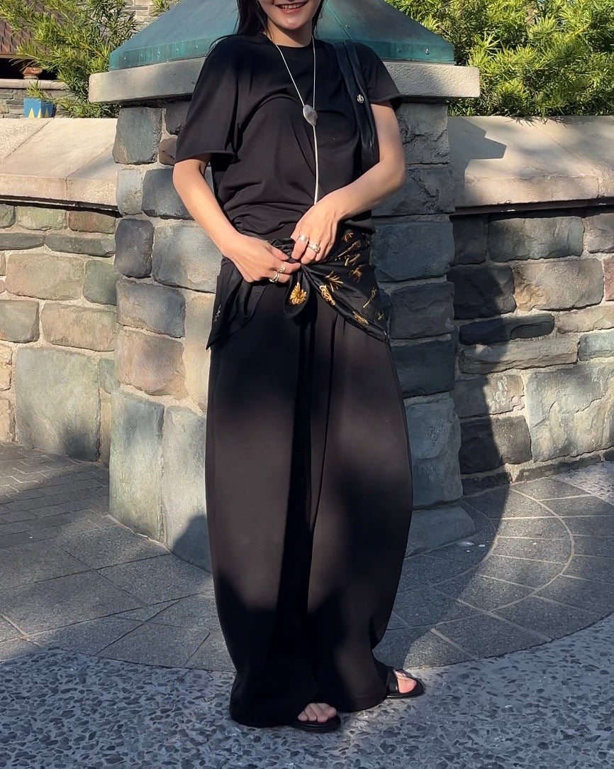 [5/21new]Curved Wide Sweat Pants black 6月上旬〜中旬入荷