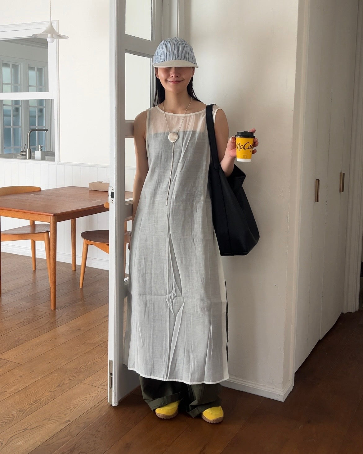[6/11new]Cotton wide cago pants