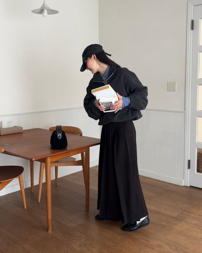 [12/4new] Belted Classic Pleats Skirt  Black 12月下旬入荷分