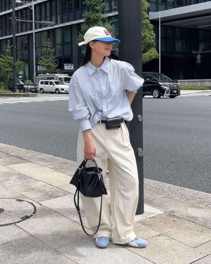 Curve Leather 2way handle bag