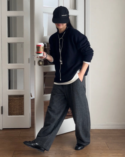 Half-Wool tweed Pants