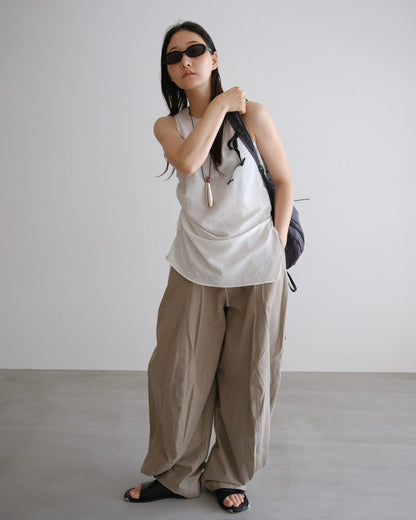 [7/9new]front volume balloon pants khaki