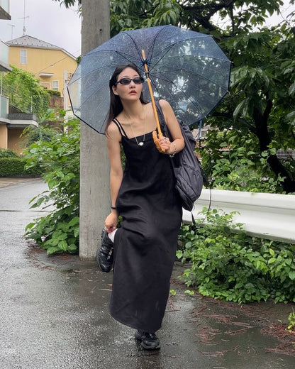 [7/2new]linen loop onepiece black