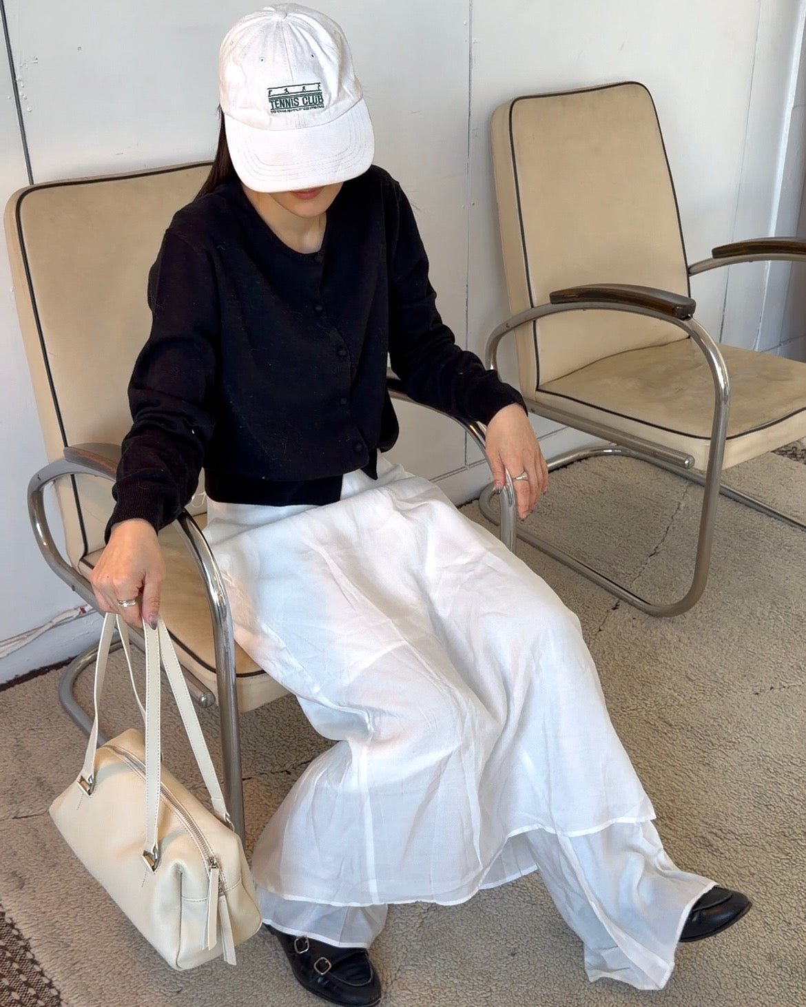 Cow Leather Soft Cube Leather Bag white