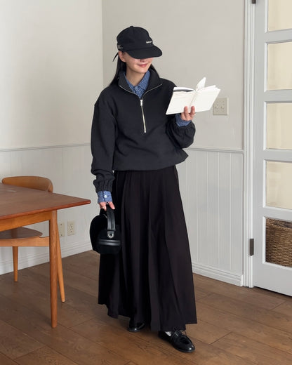 [12/4new] Belted Classic Pleats Skirt  Black 12月下旬入荷分