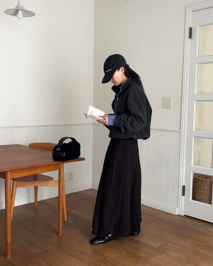 [12/4new] Belted Classic Pleats Skirt  Black 12月下旬入荷分