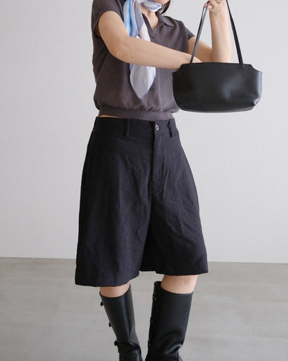 [9/10new]linen Summer Knit Polo gray