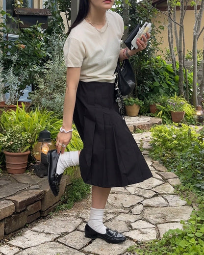 [6/11new]Cotton Pleated Wrap Skirt