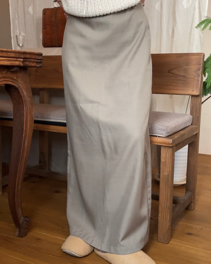 [6/4new]Smooth Straight Long Skirt  beige