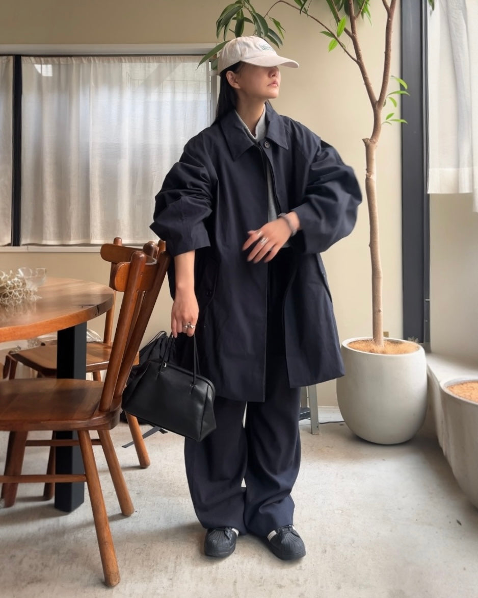 Cotton Nylon Over Collar Jacket navy