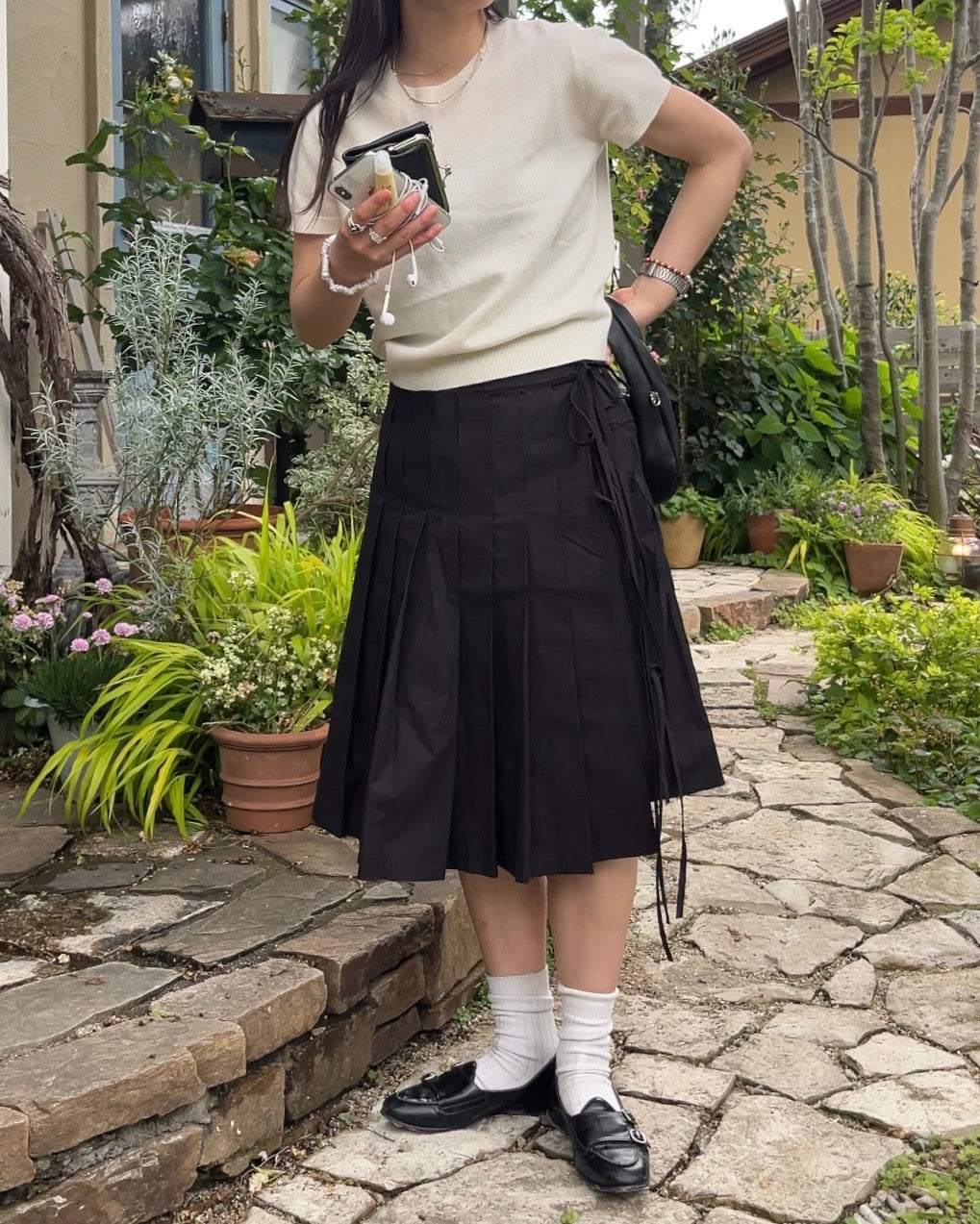 [6/11new]Cotton Pleated Wrap Skirt