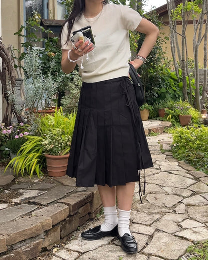 [6/11new]Cotton Pleated Wrap Skirt