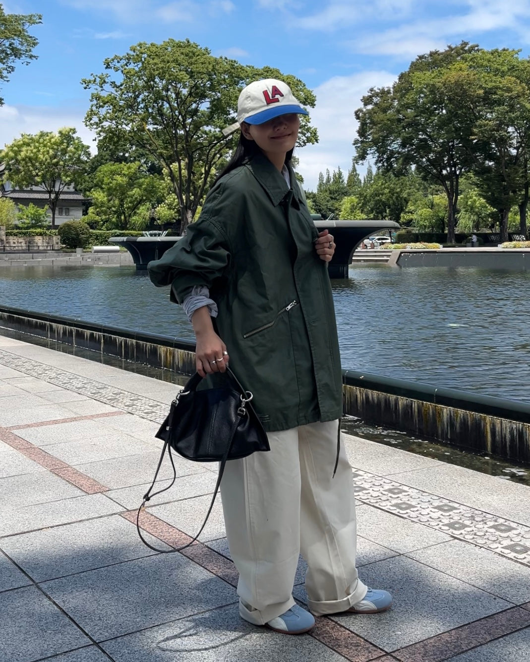 Curve Leather 2way handle bag