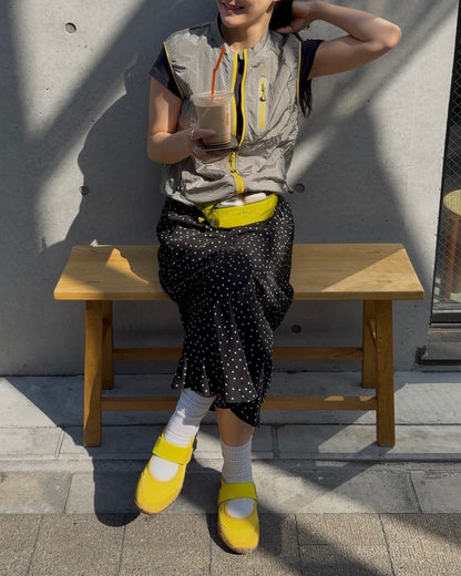 [6/18new]Fluid Dot Skirt black