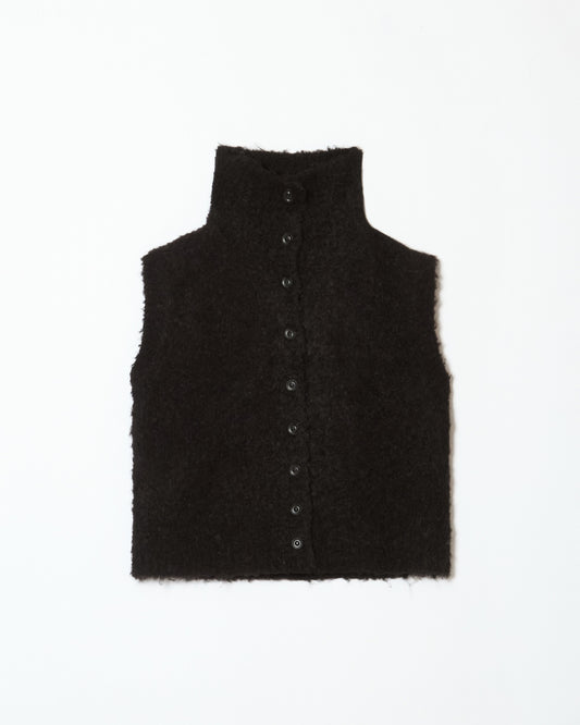 highneck mohair knit vest black