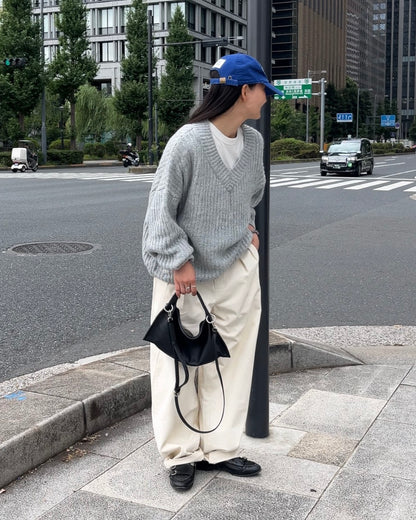 Curve Leather 2way handle bag