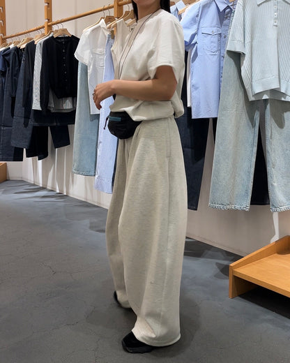 [5/21new]Curved Wide Sweat Pants oatmeal 6月上旬〜下旬入荷