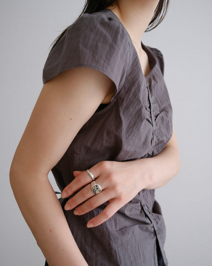 [9/17new]Gather Front Blouse gray