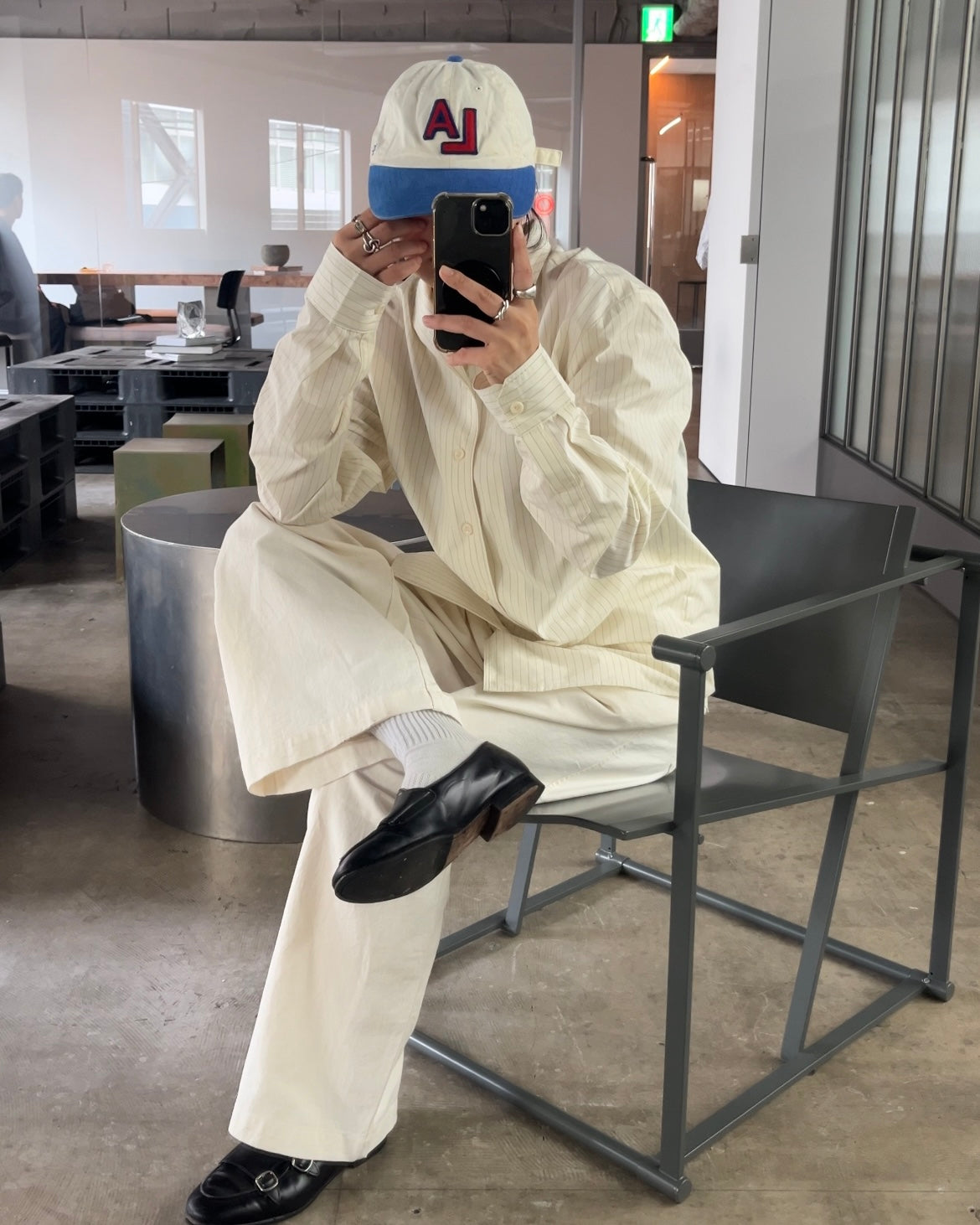 [11/20new]Buckle Straight Cotton Pants  white