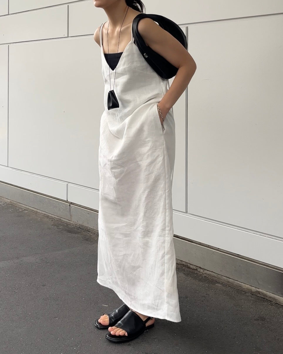 [7/2new]linen loop onepiece white