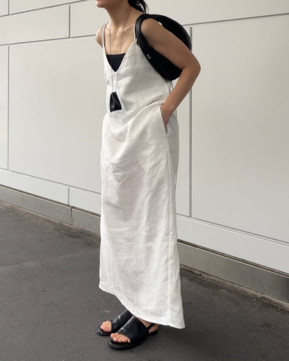 [7/2new]linen loop onepiece white