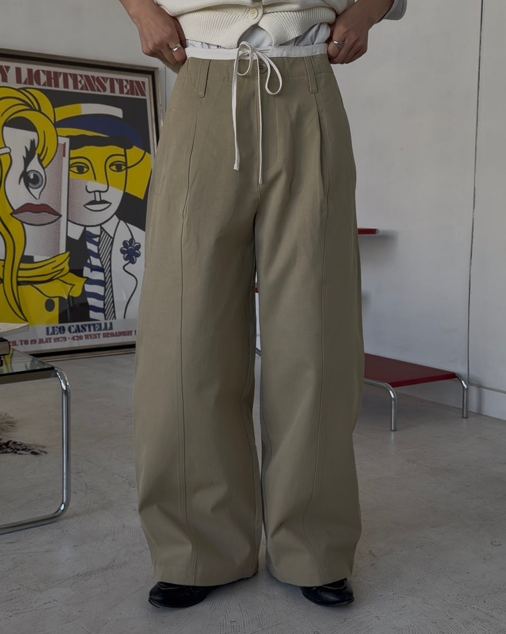 Cotton Tencel Wide Slacks beige