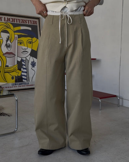 Cotton Tencel Wide Slacks beige
