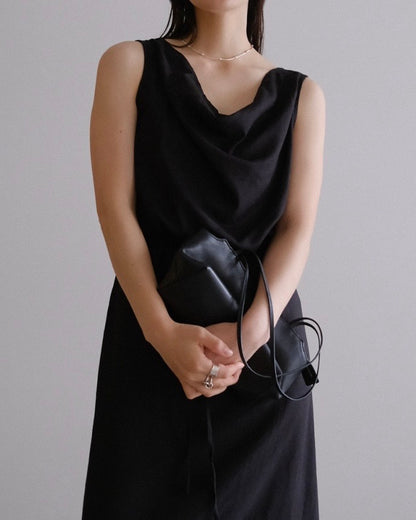 [9/3new]Linen Drape onepiece black