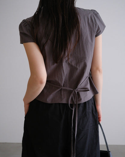 [9/17new]Gather Front Blouse gray