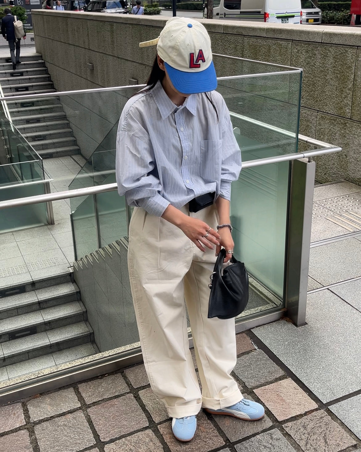 Curve Leather 2way handle bag