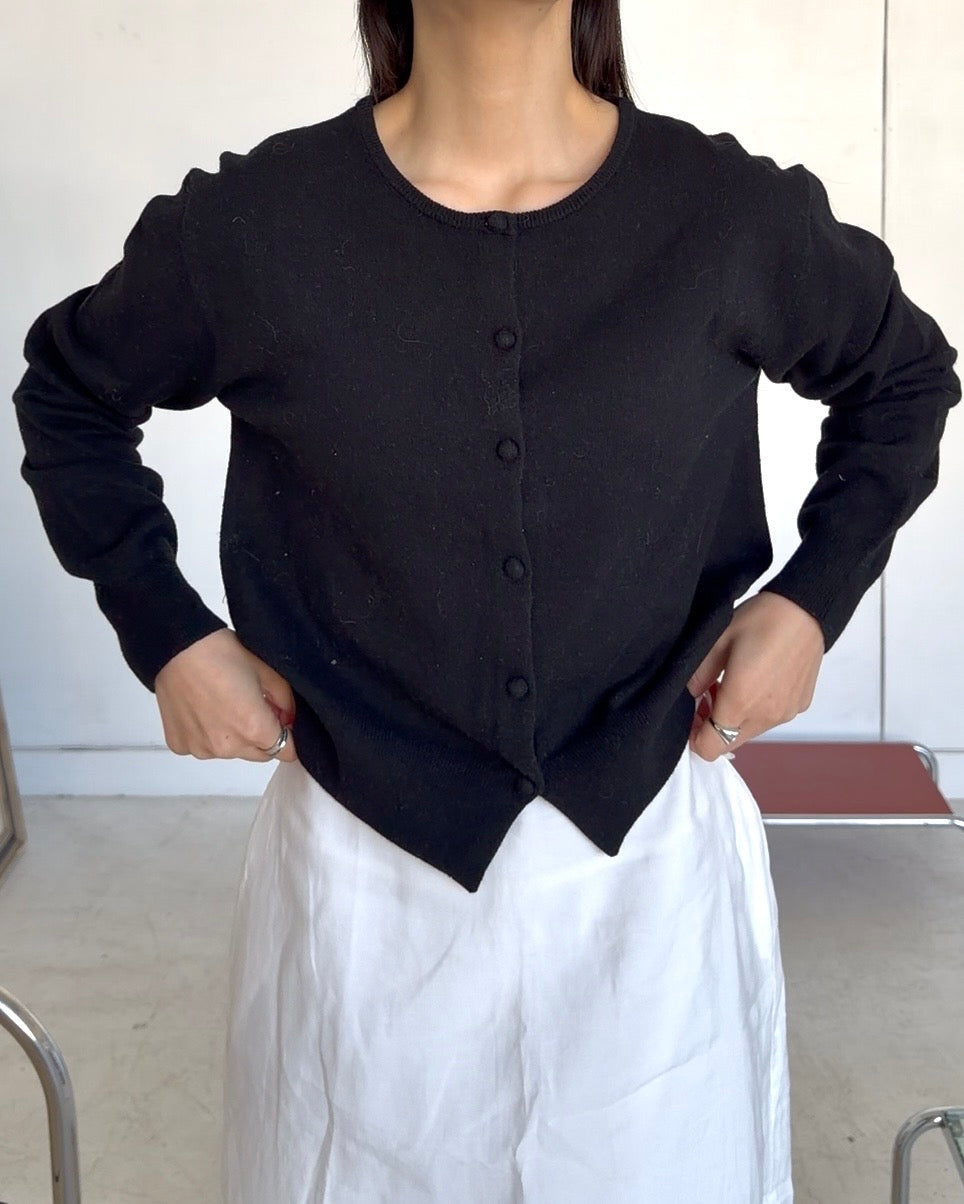 Linen Soft Compact Cardigan BLACK