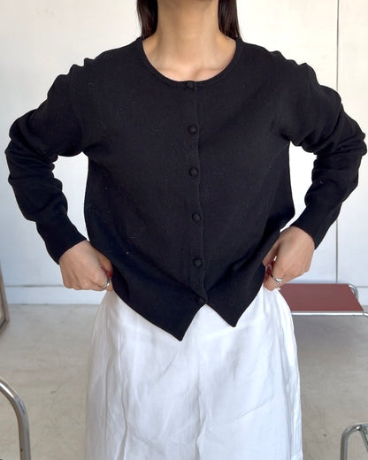 Linen Soft Compact Cardigan BLACK