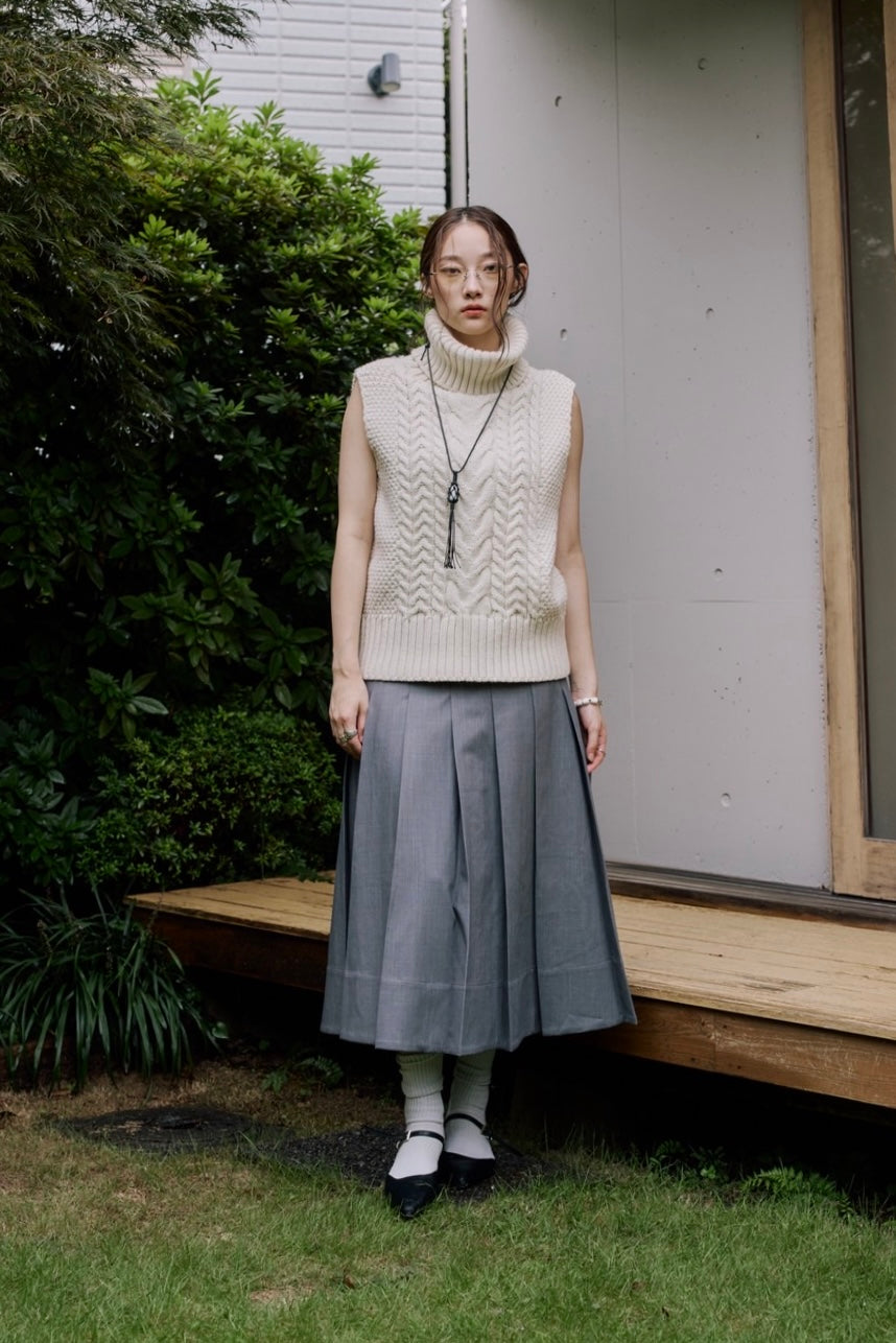 [10/22new]side belt pleats skirt GR