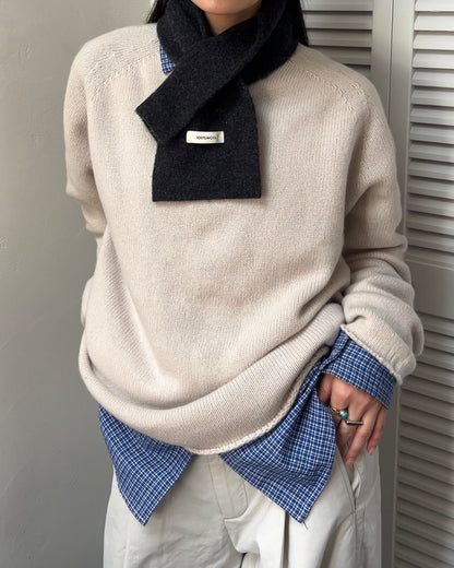 Pure Wool Soft High-Neck Knit Ivory