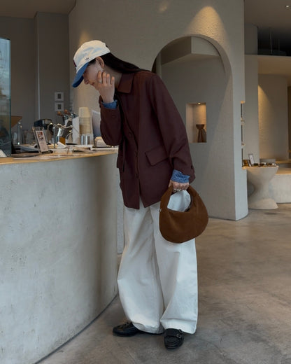 [11/20new]Buckle Straight Cotton Pants  white