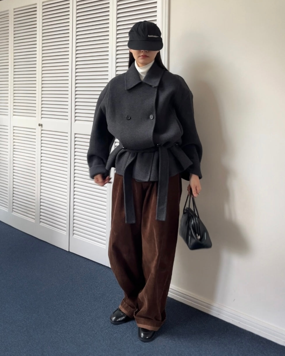 [11/27new] Drape Wool P-Coat gray 12月下旬～1月初旬入荷