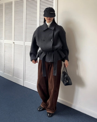 [11/27new] Drape Wool P-Coat gray 12月下旬～1月初旬入荷