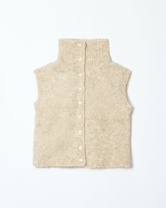 highneck mohair knit vest ivory