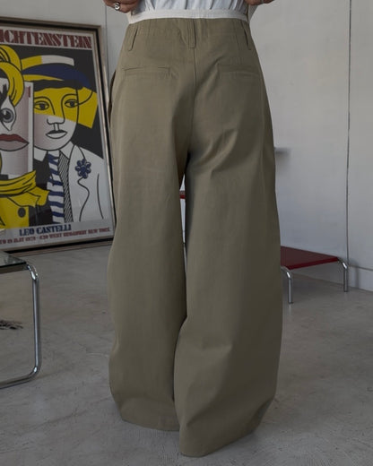Cotton Tencel Wide Slacks beige