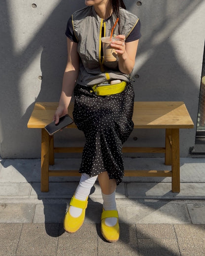 [6/18new]Fluid Dot Skirt black