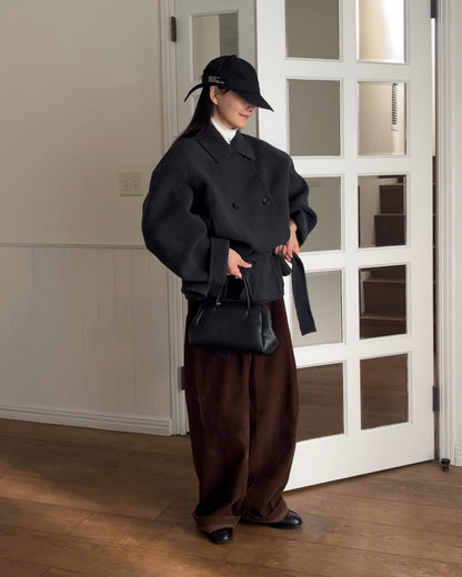 [11/27new] Drape Wool P-Coat gray 12月下旬～1月初旬入荷