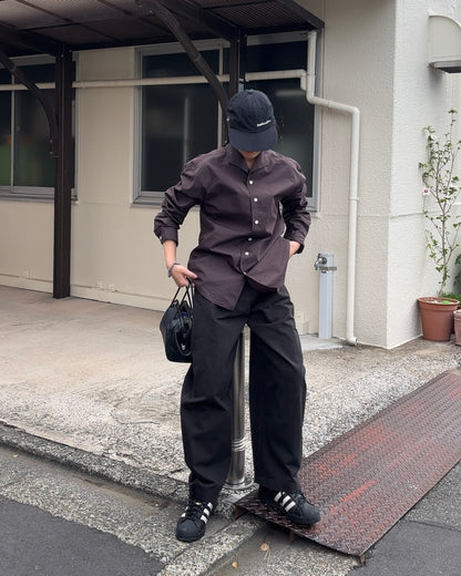[11/20new]Buckle Straight Cotton Pants black