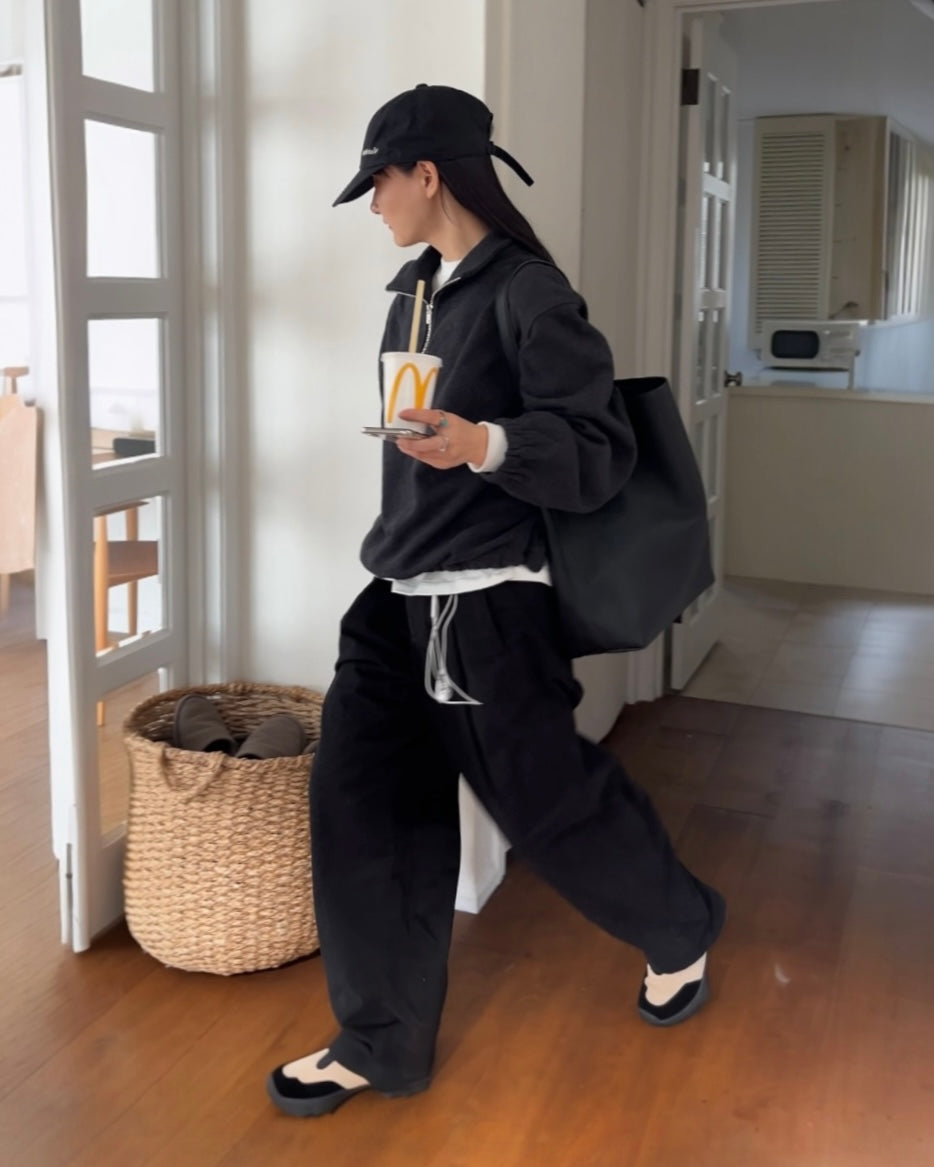 [12/18 new] Warmth Wide Cotton Pants Black