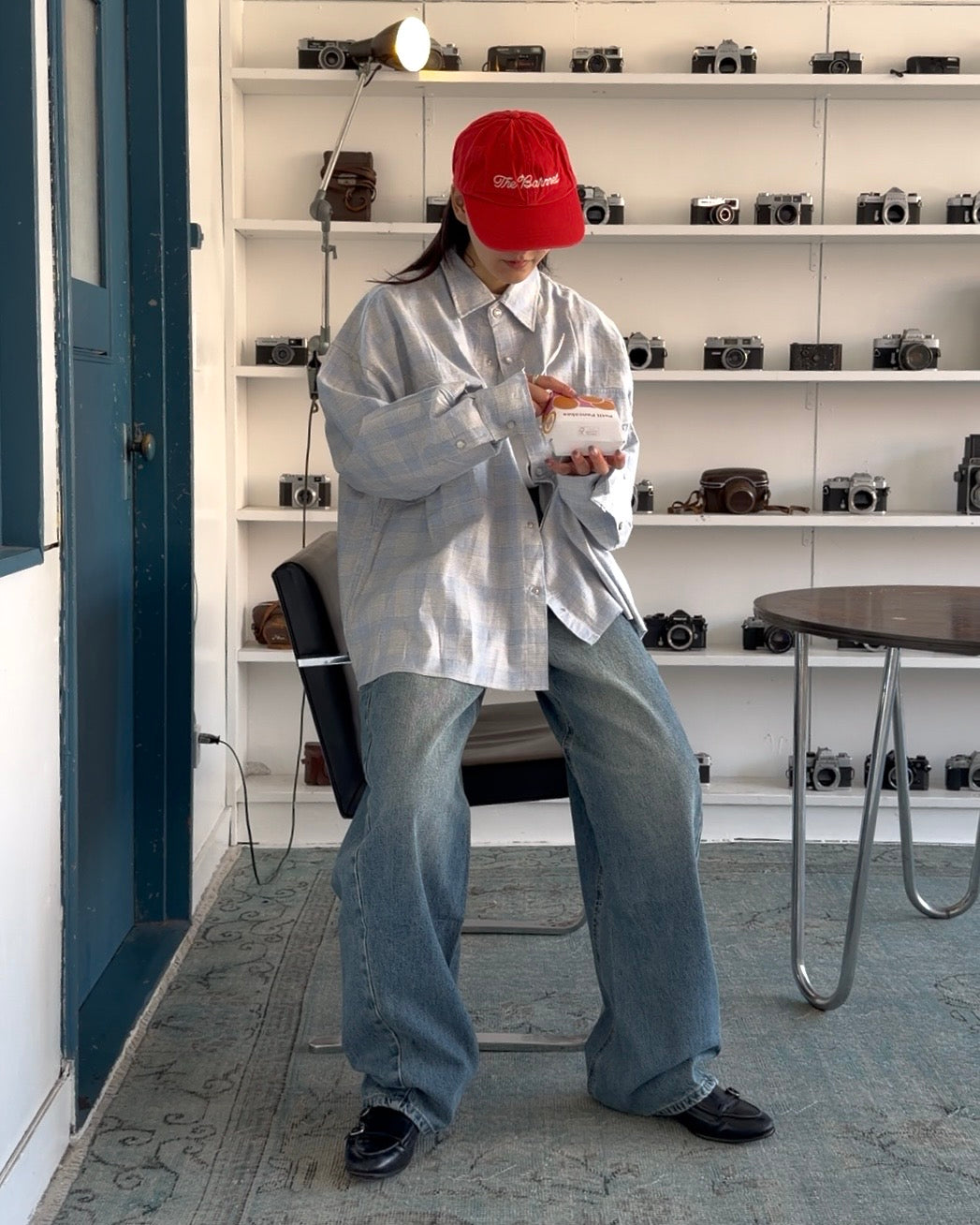 Cotton Check Drop-Shoulder Shirt